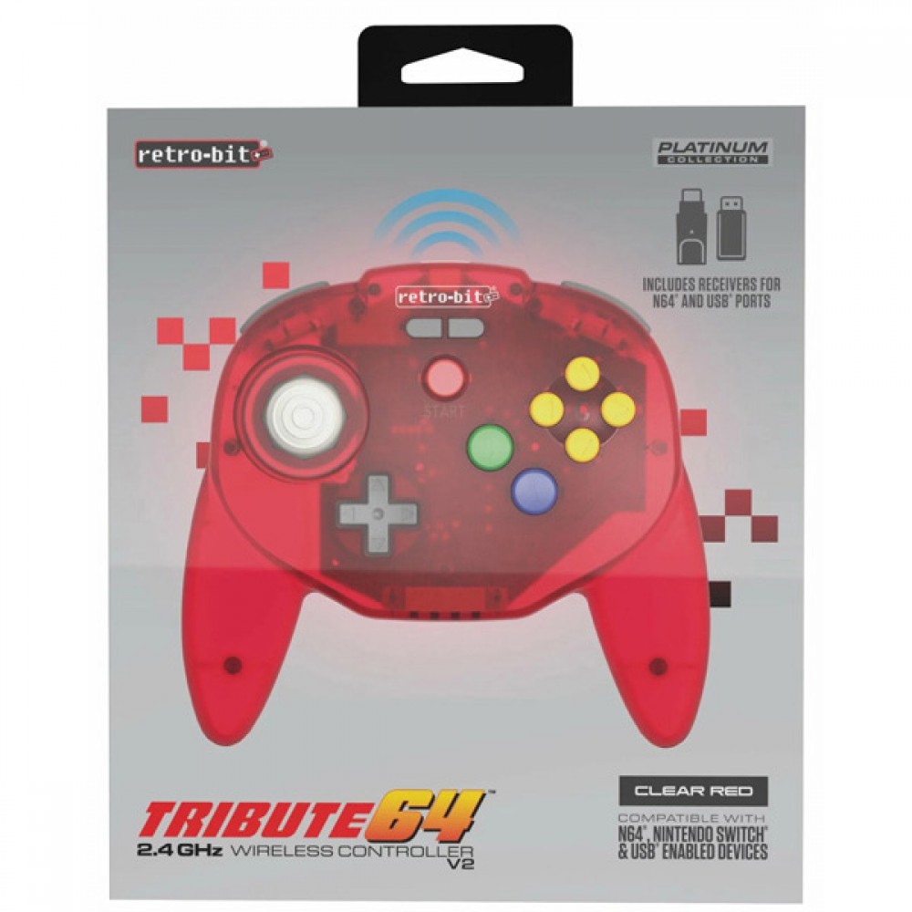 NINTENDO RETRO BIT TRIBUTE 64 2.4G RED (ROSSO) SWITCH/N64